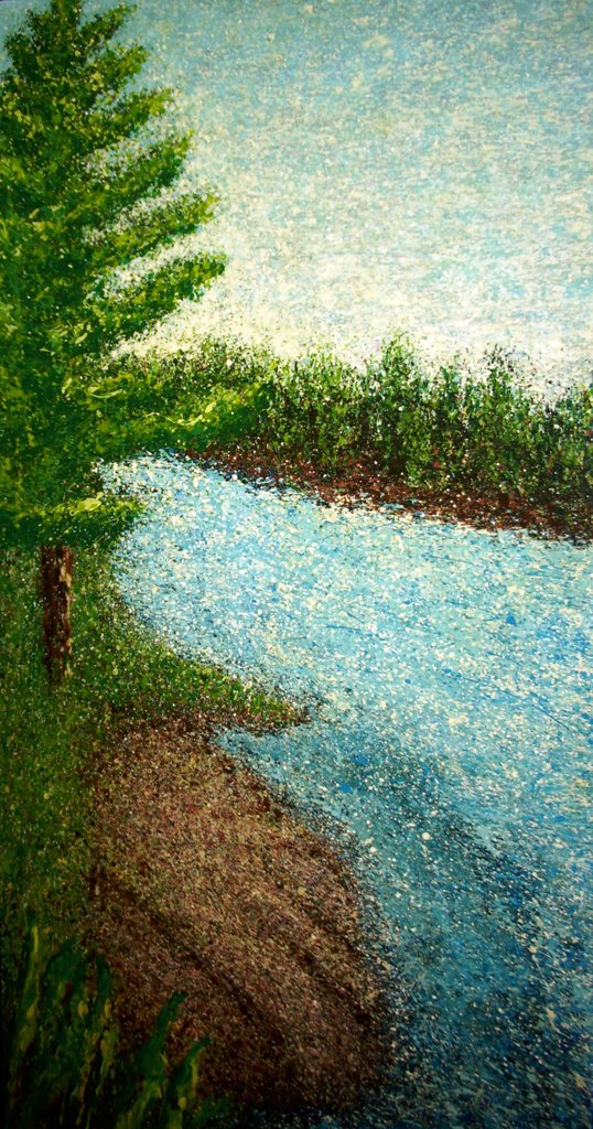 Painting of a river and tree